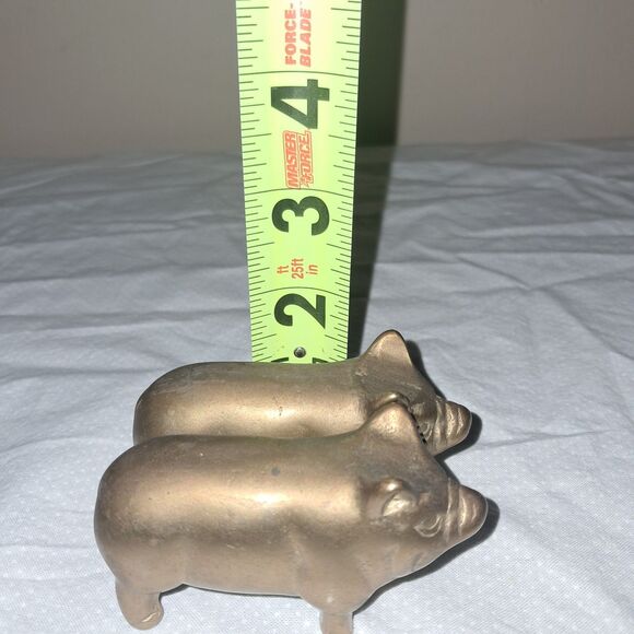 Vintage Brass Pig Hog Piglet Lot of 3 Family Paperweight Figurines Set of 3 Pigs - Picture 16 of 16